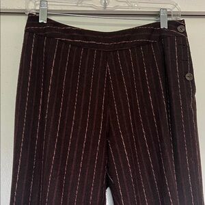 J. Jill Brown Wool Blend Pants with Pink Stripes